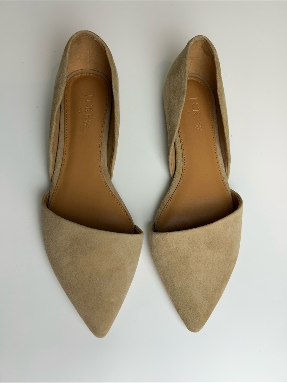 J.Crew Suede D’Orsay Pointed Toe Flats Tan Beige Women’s 7.5